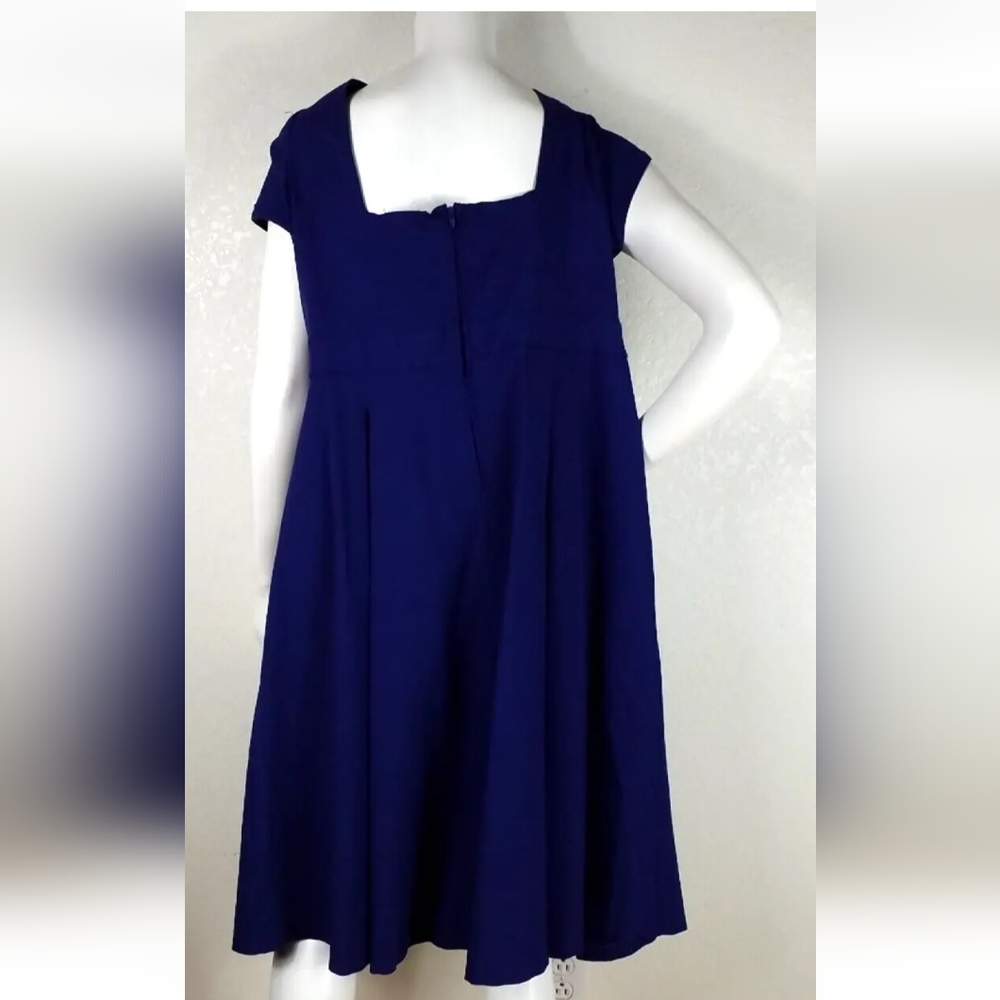Torrid Womens Dress Short Sleeve Blue Skater Lace Neckline A-Line Zipper Size 24